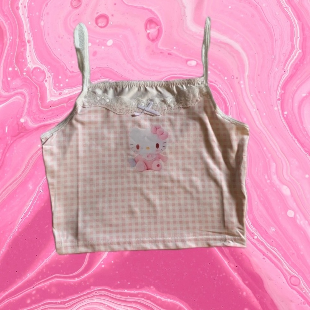 Pink Hello Kitty Satin Crop Top